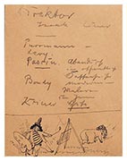 Members' list and painting, drawing from 
sketchbook by Jules Pascin 1907
